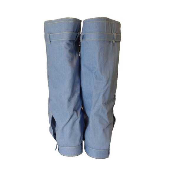 Blue Denim Knee High Boots Wide Calf Sz 9 Women's - Picture 6 of 14